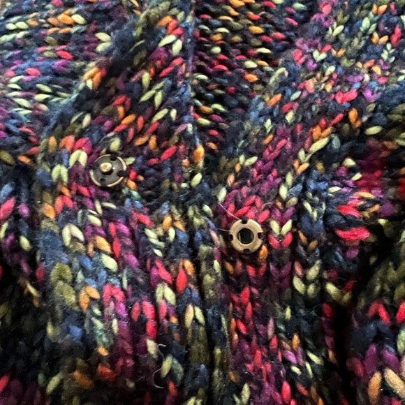 PBJ Sport Chunky Knit Cardigan Sweater Blue Multicolor Mohair & Alpaca Wool Blnd - Picture 5 of 9